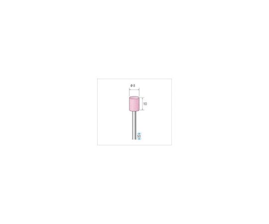 軸付砥石（1Pk（袋）=10本入）粒度#60 ピンク 円筒 外径8mm