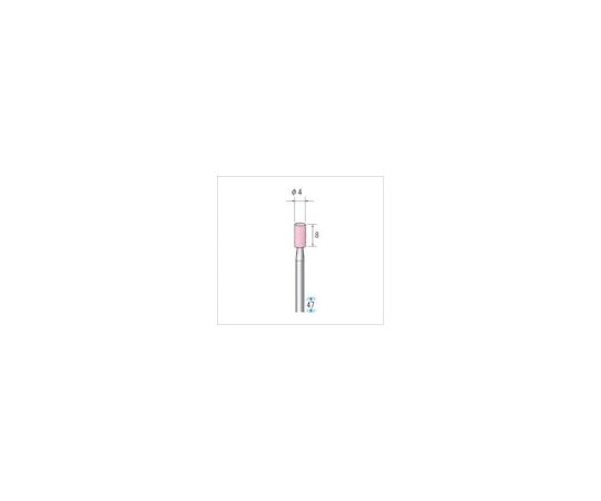 軸付砥石（1Pk（袋）=10本入）粒度100　ピンク　円筒　外径4mm