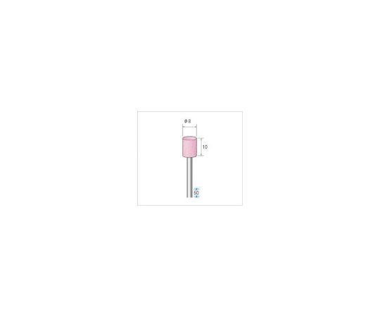 軸付砥石（1Pk（袋）=10本入）粒度100　ピンク　円筒　外径8mm