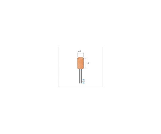 軸付砥石（1Pk（袋）=10本入）粒度#60　レッド　円筒　外径8mm