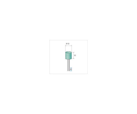 軸付砥石（1Pk（袋）=10本）粒度#100　グリーン　円筒　外径10mm