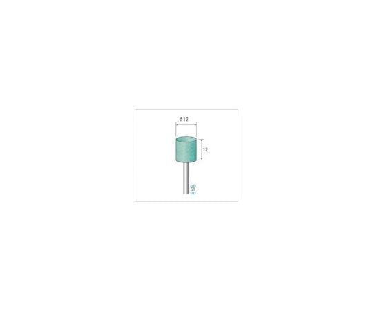 軸付砥石（1Pk（袋）=10本）粒度#100　グリーン　円筒　外径12mm
