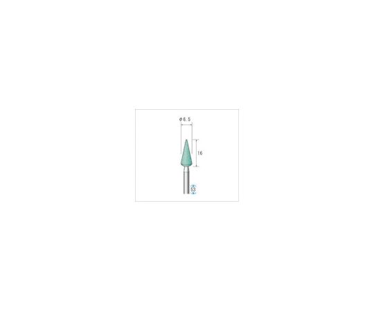 軸付砥石　（1Pk（袋）=10本入）　粒度#100　グリーン　テーパー　外径7mm