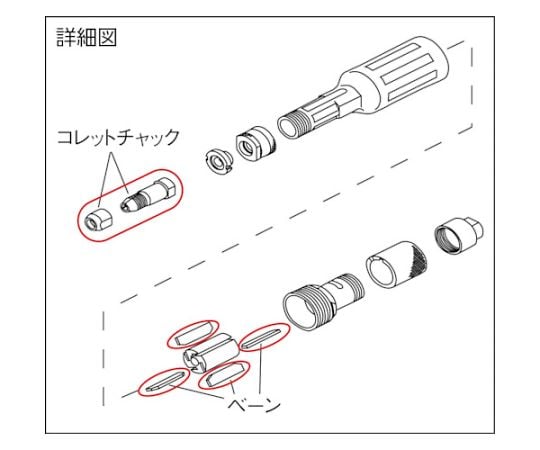 61-2542-12 ストレートグラインダ 平型砥石 65mm用 10053 NHG-65D