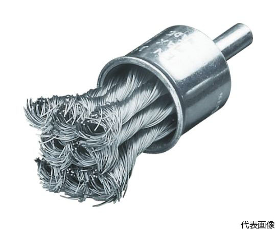 軸付ノット型エンドブラシ　Φ22　ステンレス線　0.50