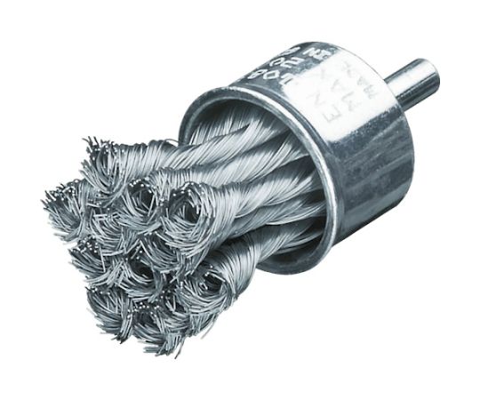 軸付ノット型エンドブラシ　Φ29　ステンレス線　0.25