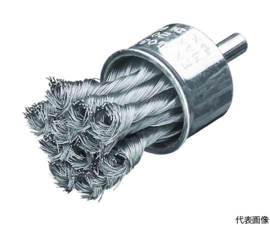 軸付ノット型エンドブラシ　Φ29　ステンレス線　0.35