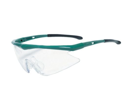 一眼型安全メガネ　フレームグリーン　レンズクリア