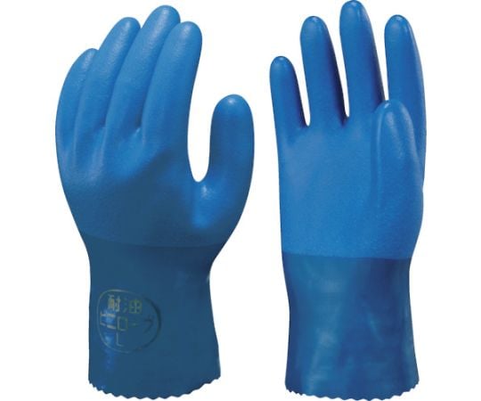 塩化ビニール手袋 まとめ買い 簡易包装耐油ビニロ-ブ1Pk（袋）=10双入 ブルー Lサイズ NO650-L10P