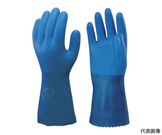 塩化ビニール手袋 まとめ買い 簡易包装耐油ロングビニローブ 1Pk（袋）10双 ブルー Lサイズ NO660-L10P