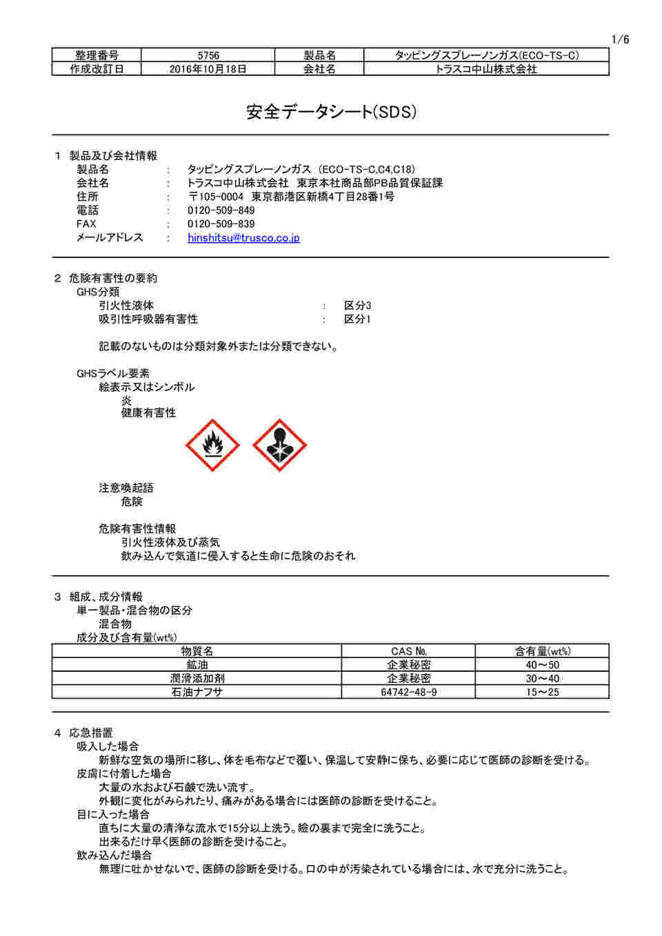 61-2823-33 αタッピングオイル 難削材用 4L ECO-TS-C4 【AXEL】 アズワン