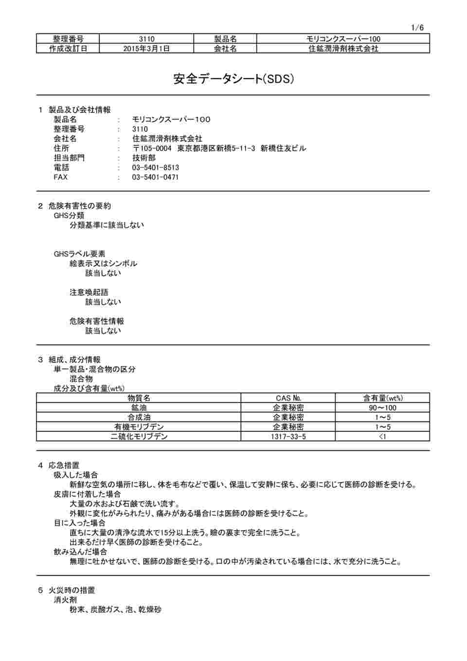 61-2829-44 ギヤオイル添加剤 モリコンクスーパー100 1L（311041） MS