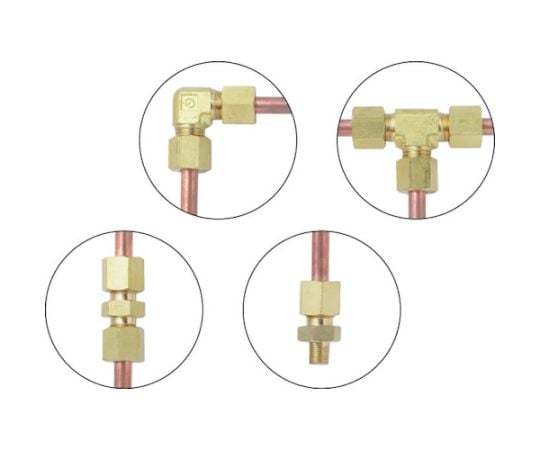 61-2857-26 黄銅製ハーフユニオン Φ10×3/8B 銅管用 くい込み継手 GC-10X3/8B 【AXEL】 アズワン