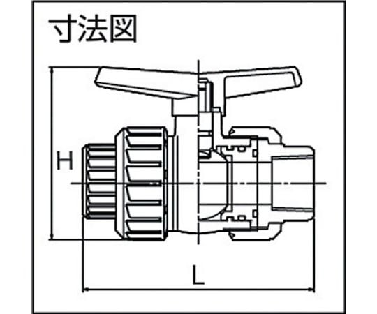 塩ビ製ボールバルブ ねじ込み式 本体PVC OリングEPDM 15 長さ97mm×高さ75mm　BV15NX