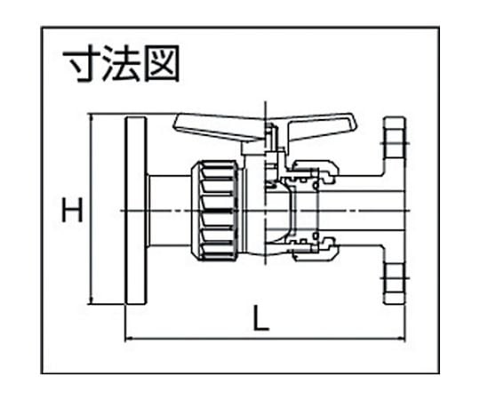 塩ビ製ボールバルブ フランジ式 本体PVC OリングEPDM 25 長さ187mm×高さ132mm　BV25FX