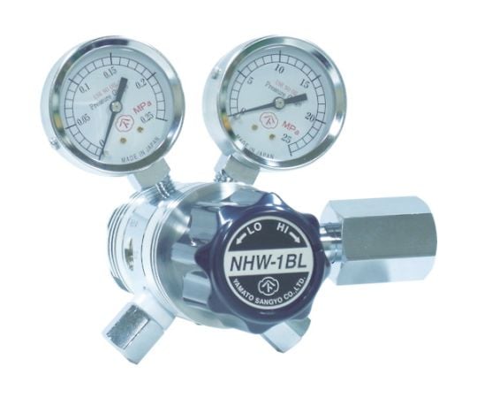 ガス調整器 分析機用フィン付二段微圧調整器 NHW-1BL 入口接続W22-14（右） NHW1BLTRC