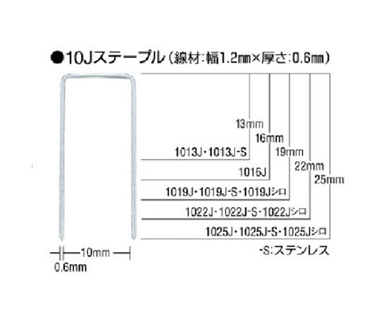 ステープル（白）　肩幅10mm　長さ25mm　5000本入り