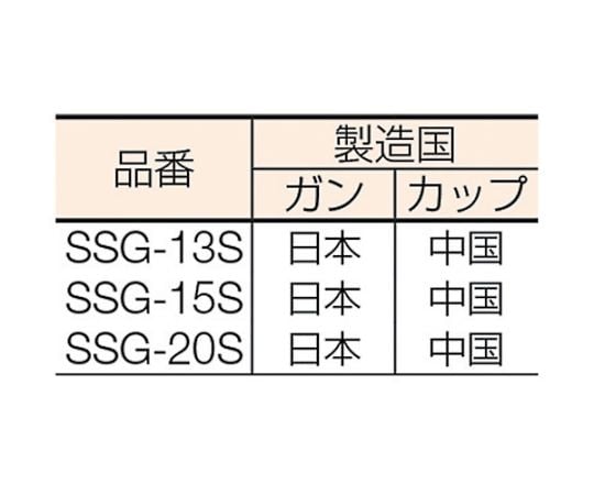 スプレーガンセット吸上式　ノズル径Φ1.5　SSG-15S