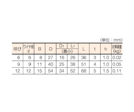 Wスリング　Bタイプ　片端シンブル入り　12mmX2.5m　GRB-12S2.5