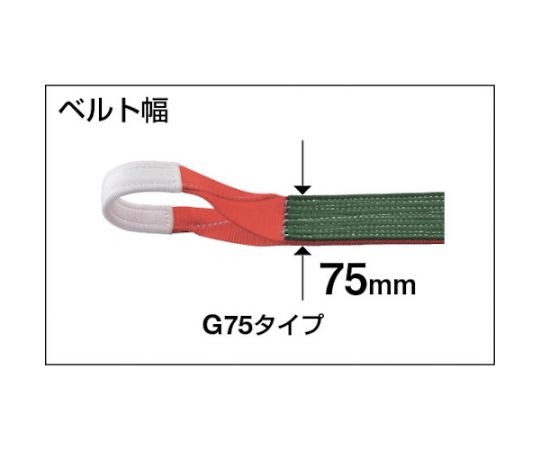 61-2994-76 ベルトスリング JIS3等級 両端アイ形 75mmX2.5m G75-25