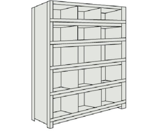 61-3014-41 軽量棚 縦仕切前当付 875X300X1500 3列5段 ネオグレー 53V