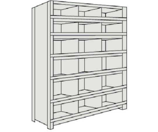 61-3014-41 軽量棚 縦仕切前当付 875X300X1500 3列5段 ネオグレー 53V