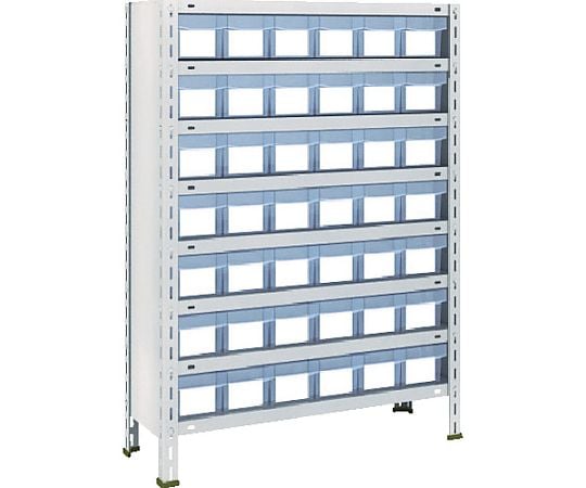 軽量棚　875X300X1200　樹脂引出透明　小X42　ネオグレー