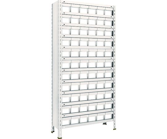 軽量棚　875X300X1800　樹脂引出NG　小X66　ネオグレー