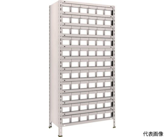 軽量棚　875X450X1800　樹脂引出NG　小X66　ネオグレー