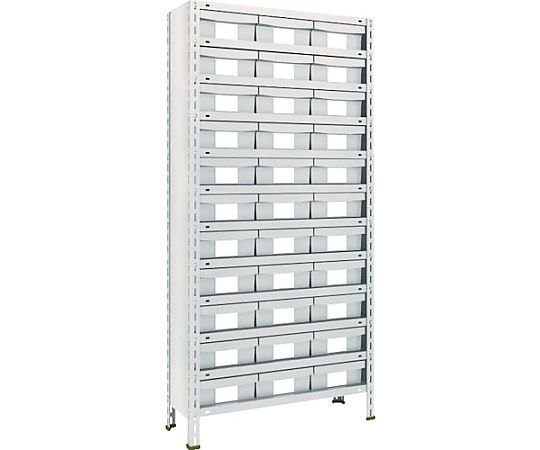 軽量棚　875X300X1800　樹脂引出NG　大X33　ネオグレー