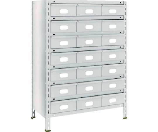 軽量棚　875X450X1200　スチール引出　大X21　ネオグレー