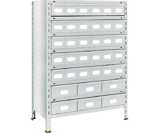 スチールラック 軽量棚引出付 875X450X1200 スチール引出小30大6 ネオグレー