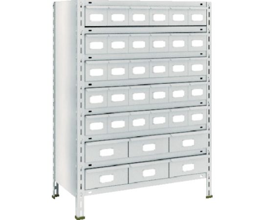 スチールラック 軽量棚引出付 875X450X1200 スチール引出小30大6 ネオグレー