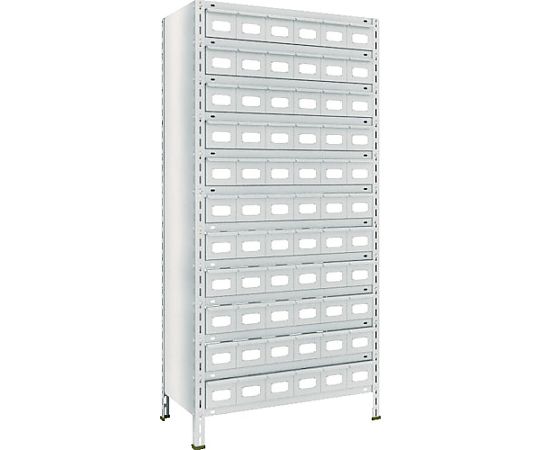 スチールラック 軽量棚引出付 875X450X1800 スチール引出小66 ネオグレー