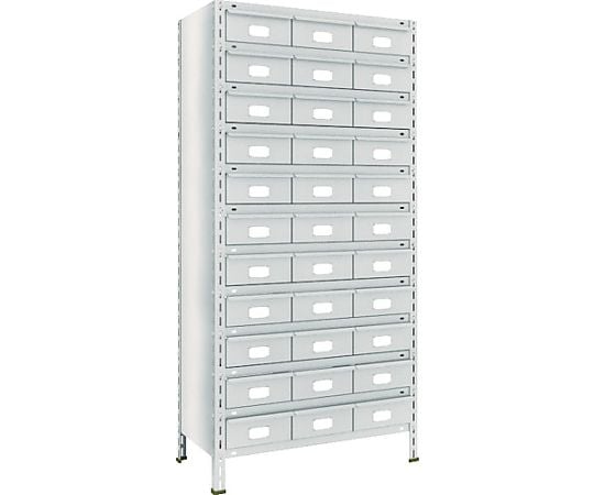 軽量棚　875X450X1800　スチール引出　大X33　ネオグレー
