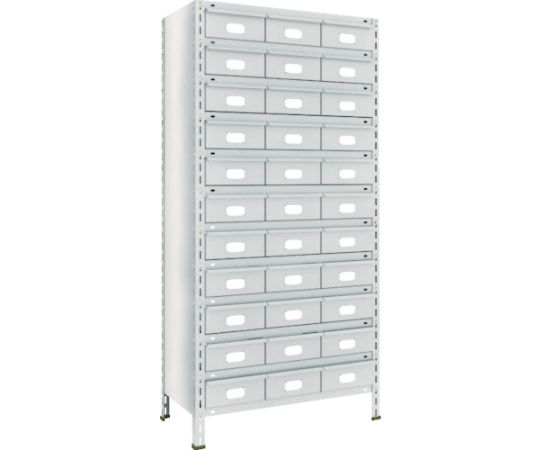 軽量棚　875X450X1800　スチール引出　大X33　ネオグレー