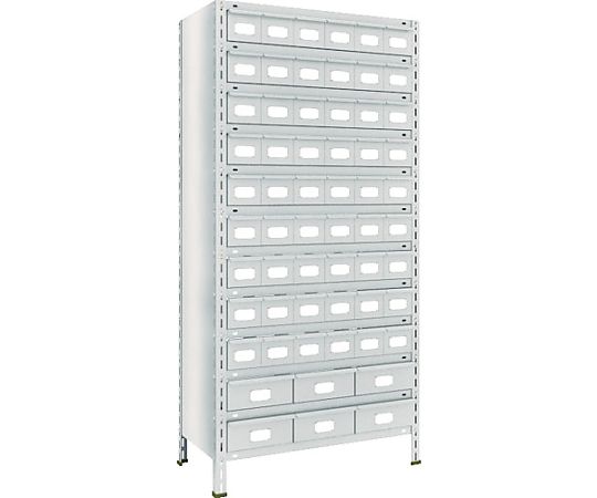 スチールラック 軽量棚引出付 875X450X1800 スチール引出小54大6 ネオグレー