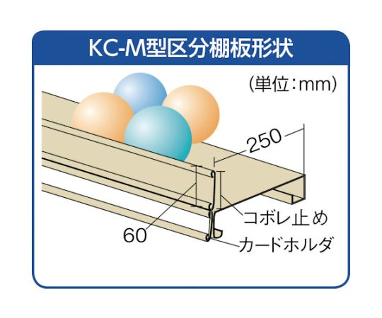 KC-M型区分棚前当り付　875X250XH1800　4列10段　KC-4100M