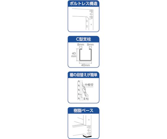 61-3021-69 スチールラック M2型 W1160×D600×H1200 4段 単体