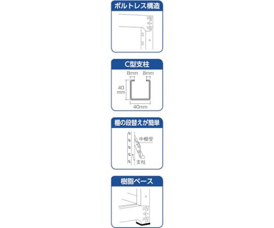 スチールラック M2型 W860×D450×H2100 6段 単体 ネオグレー　M2-7346 NG