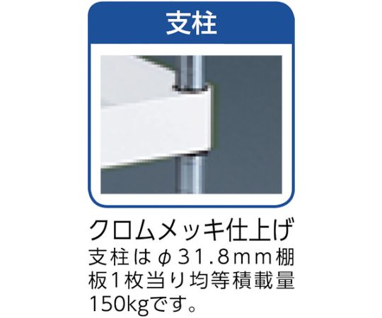 スチールラック フェニックスラック 1500X450 3段 U車輪付 W色 抗菌粉体塗装　PER-3543-U125-W