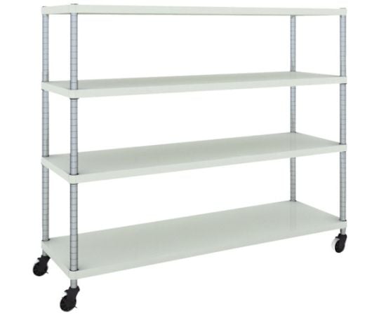 スチールラック フェニックスラック 1500X450 4段 U車輪付 W色 抗菌粉体塗装