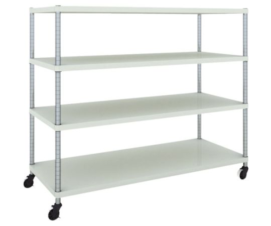 スチールラック フェニックスラック 1500X600 4段 U車輪付 W色 抗菌粉体塗装