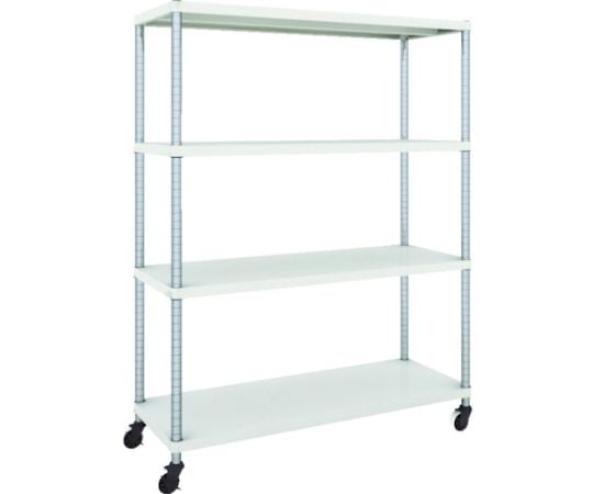 スチールラック フェニックスラック 1200X450 4段 U車輪付 W色 抗菌粉体塗装
