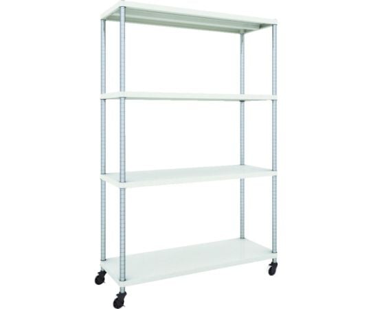 スチールラック フェニックスラック 1200X450 4段 U車輪付 W色 抗菌粉体塗装