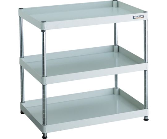 スチールラック フェニックスワゴンラック型 抗菌750X500 3段 ホワイト