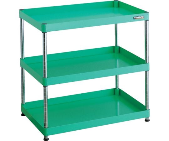 スチールラック フェニックスワゴンラック型 抗菌750X500 3段 ヤンググリーン