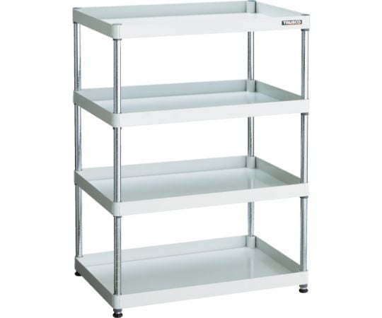 スチールラック フェニックスワゴンラック型 抗菌750X500 4段 ホワイト