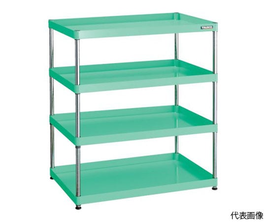 スチールラック フェニックスワゴンラック型 抗菌600X400 4段 ヤンググリーン
