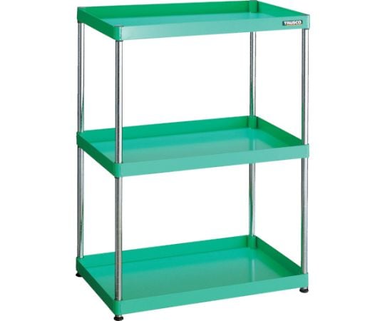 スチールラック フェニックスワゴンラック型 抗菌750X500 3段 ヤンググリーン